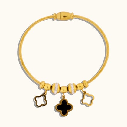 Clover Drop Charms Magnetic Bracelet - 18K Gold Plated