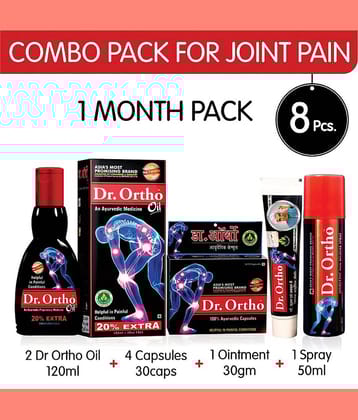 Dr Ortho Pain Relief 1 Month Combo Pack - 1 Oil, 1 Capsule, 1 Spray & 1 Ointment