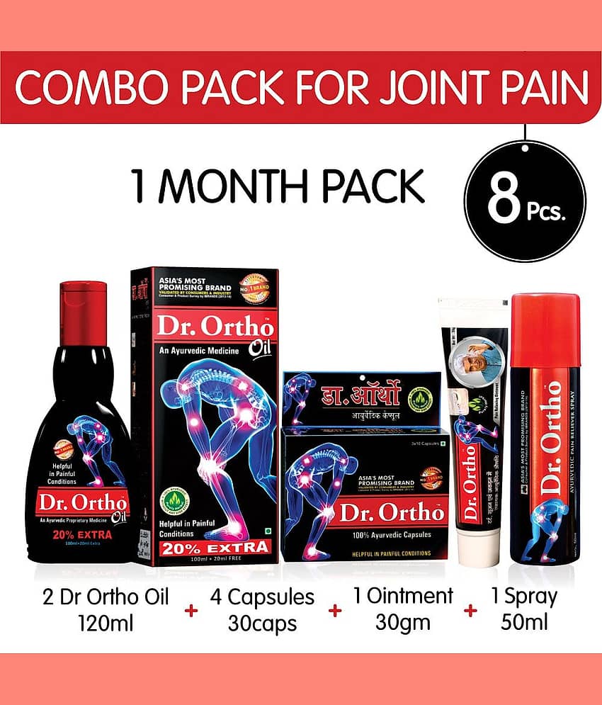 Dr Ortho Pain Relief 1 Month Combo Pack - 1 Oil, 1 Capsule, 1 Spray & 1 Ointment