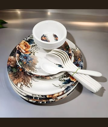 Inpro Melamine Dinner Set Pack Of 24 Multicolor Melamine Dinner Set ( Pack of 24 )