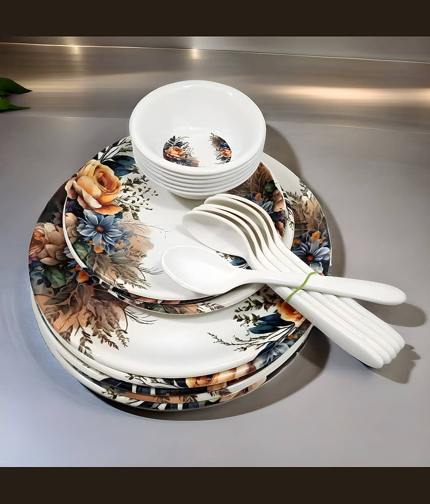 Inpro Melamine Dinner Set Pack Of 24 Multicolor Melamine Dinner Set ( Pack of 24 )