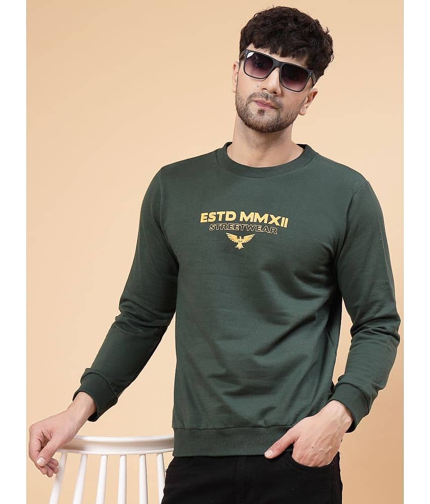 Rigo Fleece Round Neck Men's Sweatshirt - Green ( Pack of 1 )