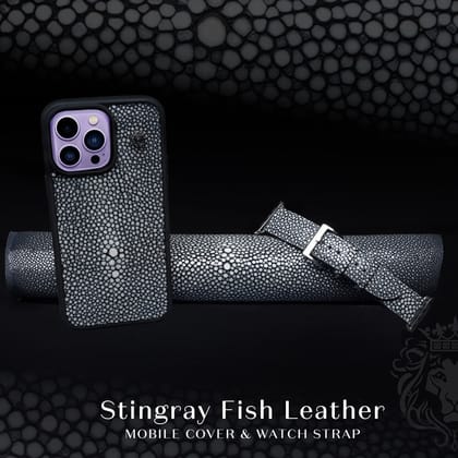 Luxurious Combo of Mobile Cover & Watch Strap in Stingray Fish Leather-13 / 40mm