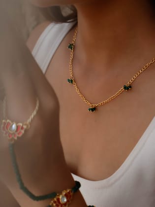 Akoya Green Drops Necklace-Green