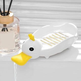 Duck Soap Box Self Draining Holder for Shower Bathroom Tub Non-Slip Dish With Drainage Rack Portable (Pack of 1)