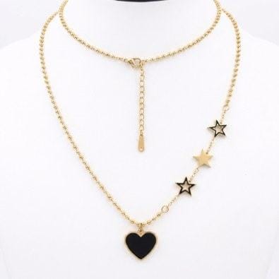 Star & Heart Charm Necklace | Gold-Tone Anti-Tarnish Imitation Jewellery