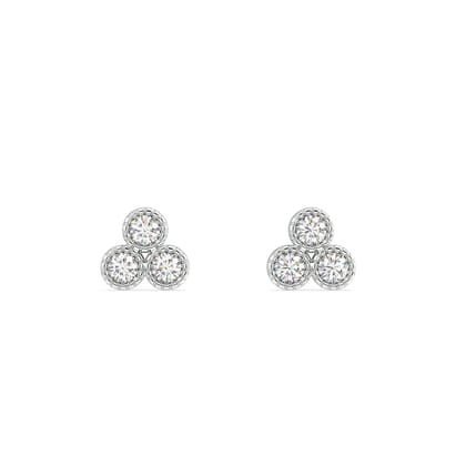 symmetry three stone stud pair-Rhodium plated / Pair