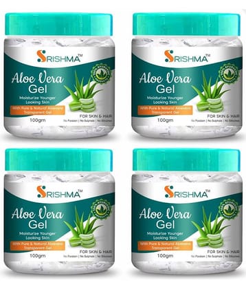 Srishma 100% Pure Aloe Vera Gel for glowing Face, Skin & Hair 100 gm each