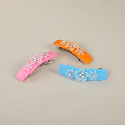Women Multi Color Set Of 3 French Barrette Women Multi Color Set Of 3 French Barrette