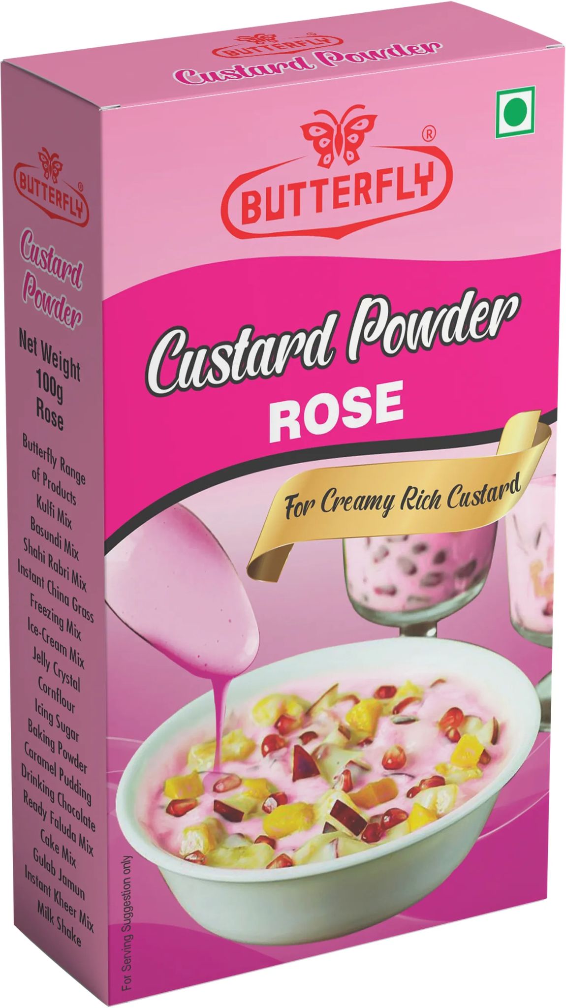 Butterfly Custard Powder, 100g (Rose)  by Butterfly Dessert Mixes and Bakery Needs.