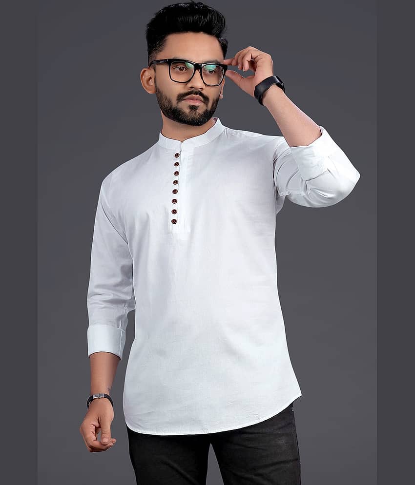 Nofilter Cotton Blend Plain Regular Kurta For Men ( White )