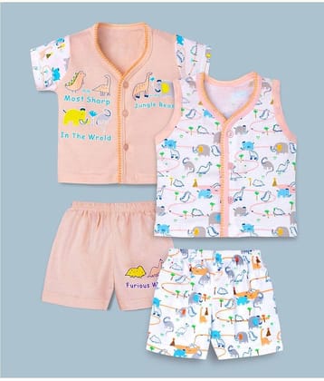 mustmom - Yellow Cotton Unisex T-Shirt & Shorts ( Pack of 2 )