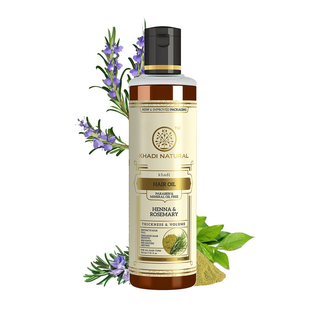 Khadi Natural Henna & Rosemary Hair Oil – Paraben & Mineral Oil Free (210ml)
