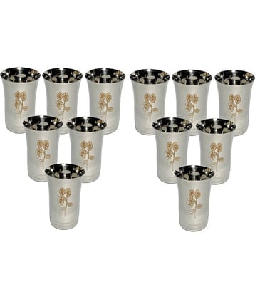 A & H ENTERPRISES - Daily & Regular Use Steel Glasses Set 300 ml ( Pack of 12 )