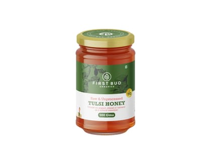 Raw Tulsi Honey - 500gm | 100% Pure, Natural & Unprocessed Tulsi Honey | Infused with Holy Basil for Enhanced Health Benefits | Rich in Antioxidants | Ethically Sourced