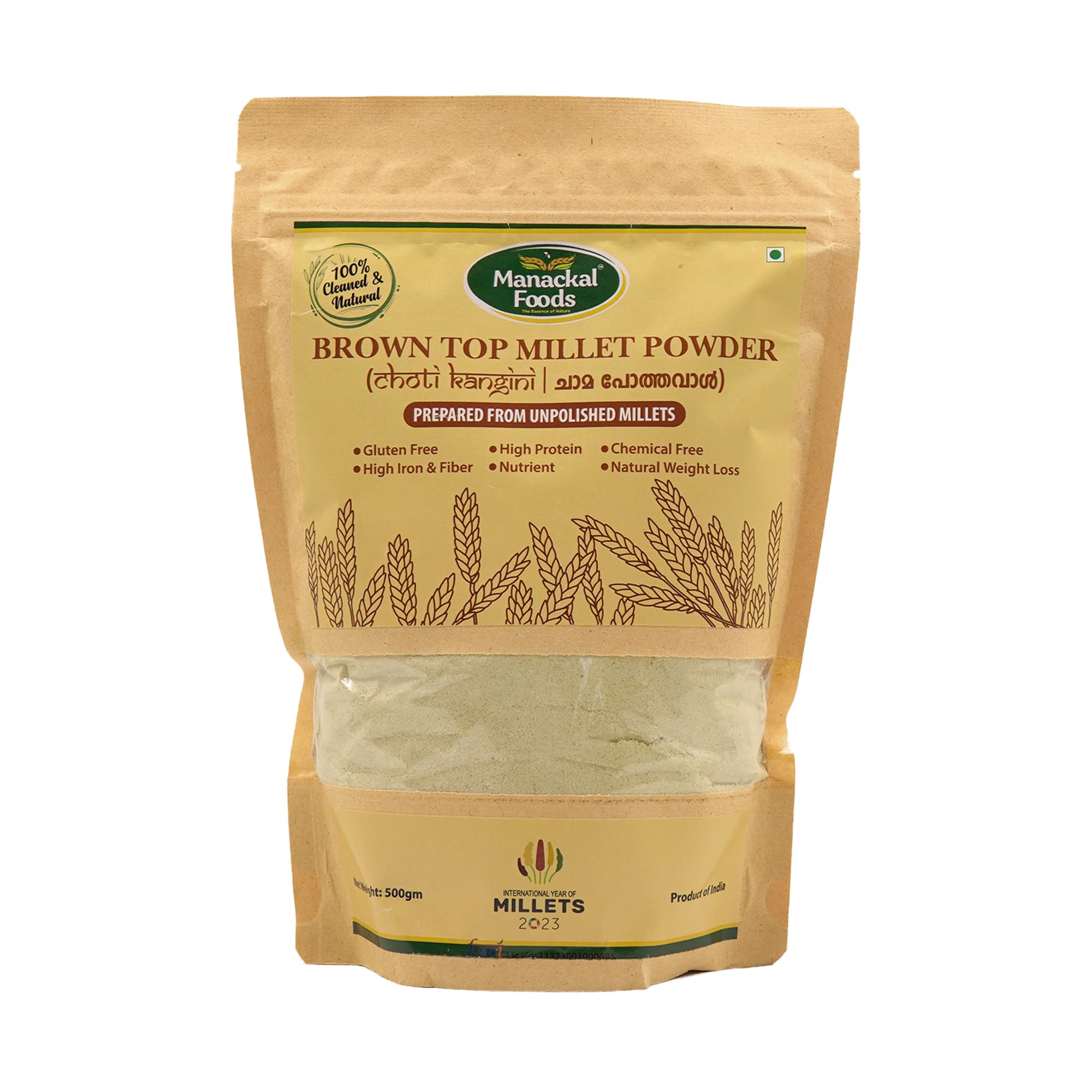 Browntop Millet Powder 500g | Natural, Gluten Free & Rich in Fiber | Healthy Breakfast Ingredient | No Additives or Preservatives