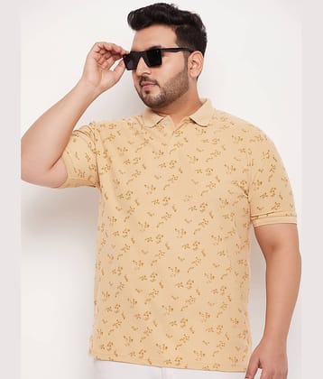GET GOLF Pack of 1 Cotton Blend Regular Fit Printed Half Sleeves Men's Polo T Shirt ( Beige )