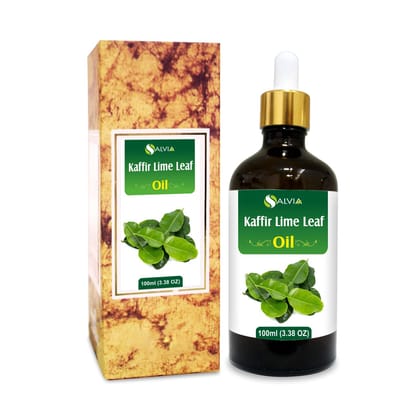 Salvia Kaffir Lime Leaf (Citrus Hystrix) |100% Pure & Natural Undiluted Essential Oil Organic Standard/for Moisturize & Nourish Skin, Massage Oil, Room Freshner,for Face & Body Care 100ml With Dropper Salvia Kaffir Lime Leaf (Citrus Hystrix) |100% Pure &