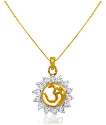 Spargz Temple Daily Wear Spiritual Brass Gold Cubic Zircon Pendant For Women AIP 047