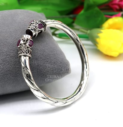 Vintage design Fabulous 925 sterling silver bangle bracelet kada bracelet,daily use kada tribal jewelry india ,adjust by twisting nsk106