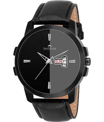 Swisstone - Black Leather Analog Men's Watch
