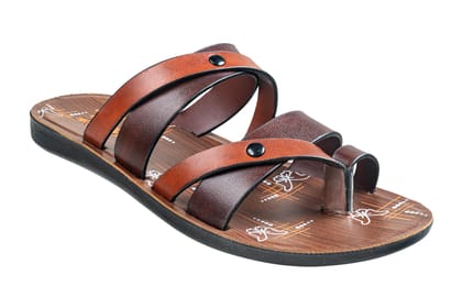 Titas Gents Brown / Tan Chappal PU-Brown/Tan / 6