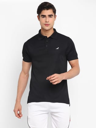 Activewear: Kooltex Sports Polo T-Shirts For Men with Reflective Details - Black-M / Black