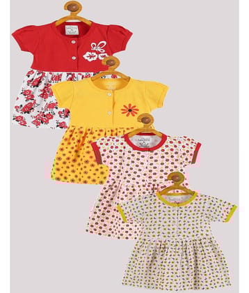 Babeezworld Pack of 4 Baby Girls Cotton Frock ( Multi )