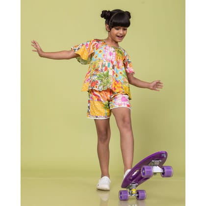 Girls Cotton Top & Shorts Coord Set| Summertime-0-6M
