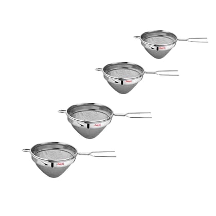 RK Sayti Stainless Steel Conical Strainer Set, 304 Grade Double Mesh, Premium Polish, 4 Sizes (S/M/L/XL)