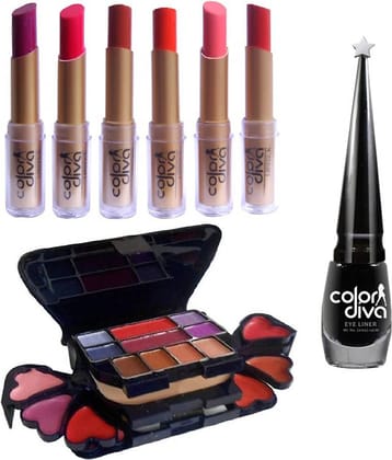 Adbeni Eyeliner With Makeup Kit & Lipstick Makeup Kit Pack of 8 33