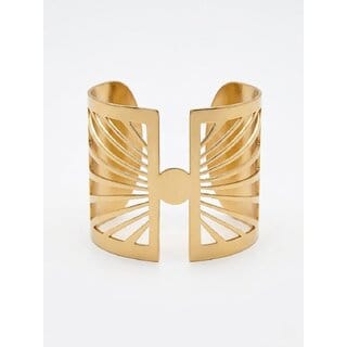 Gold-Toned Criss Cross Cuff Bracelet for Women  Textured Wide Open Bangle  Bold Statement Fashion Jewelry