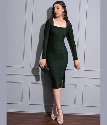 Tokyo Talkies Women Polyester Embellished Bodycon Dress ( Green )
