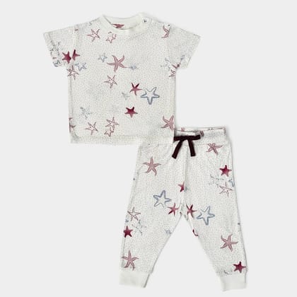Kids Slumber Set (T-shirt & Pyjama Set)-3-6 M / White