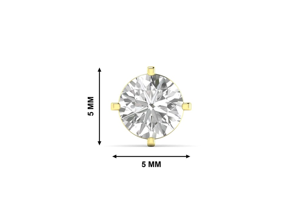 Round Solitaire CZ Ear Stud For Him (1 Pc Only)