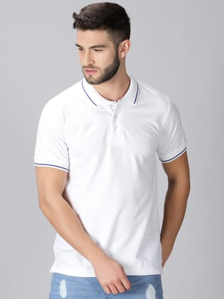 Pure Cotton White Solid Polo