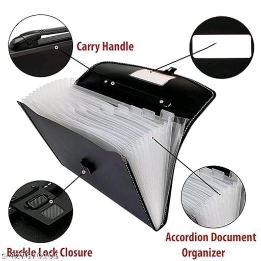 Expanding file folder with snap button and handle for documents, certificates, A4 size