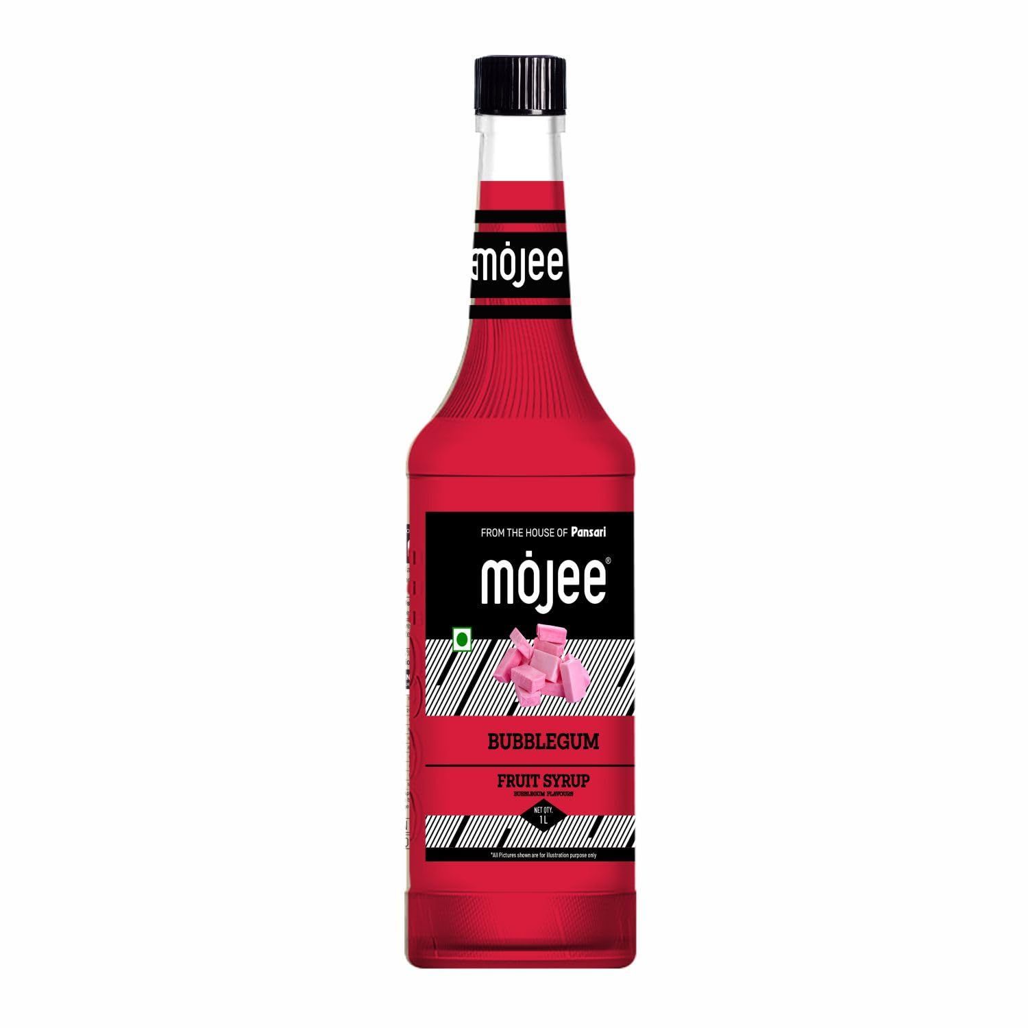 Mojee Bubblegum Syrup | Fruity & Sweet Bubblegum-Flavored Syrup for Cocktails, Mocktails, Shakes & Beverages | Bar & Caf Essential  1L