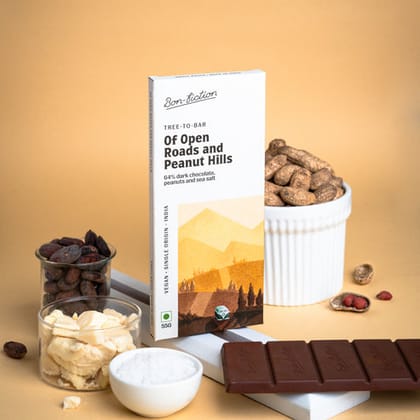 Bon Fiction Of Open Roads And Peanut Hills - Peanut Dark Chocolate, 55 gm