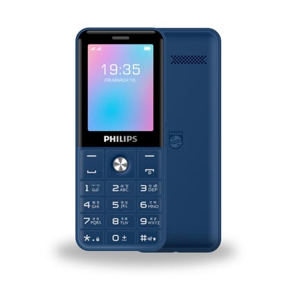 Philips All-New E2221 Sleek & Stylish |Keypad Mobile with 2.4" Screen|2500 MAH Battery | 2030mm Speaker| Wireless FM | Bright Torch| Digital Camera|Blue Philips All-New E2221 Sleek & Stylish |Keypad Mobile with 2.4" Screen|2500 MAH Battery | 2030mm Speak