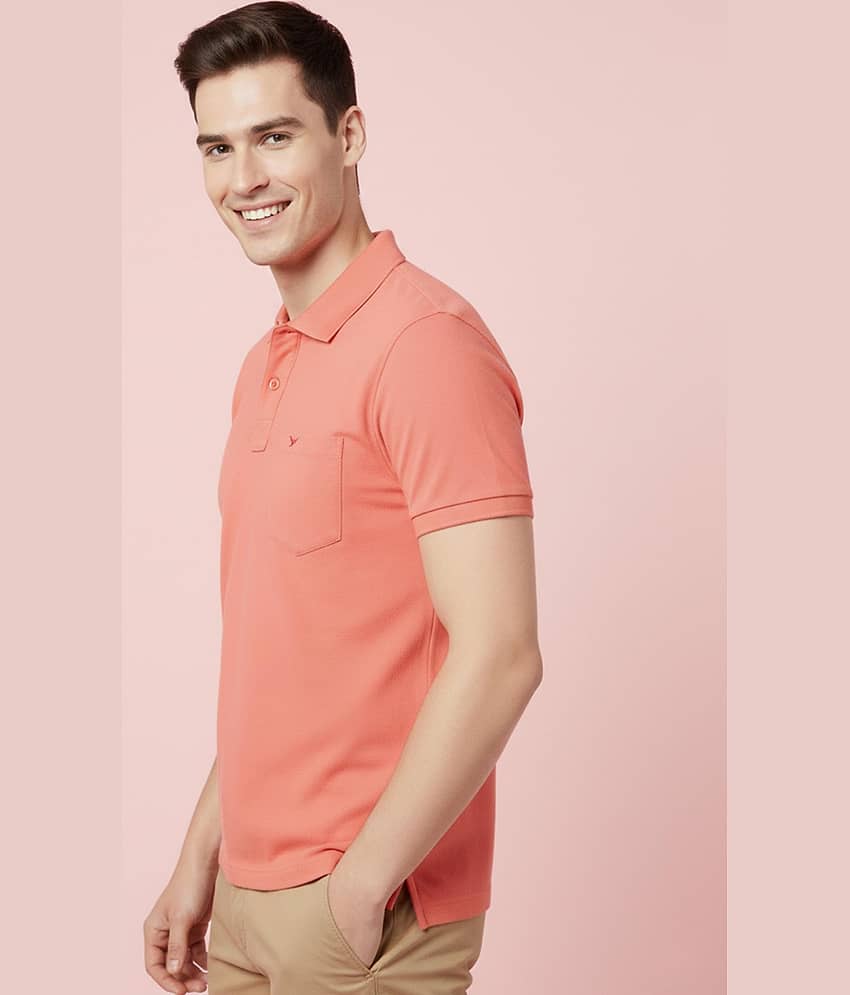 Hiflyers Men Cotton Blend Regular Fit Solid Polo T Shirt ( Orange )