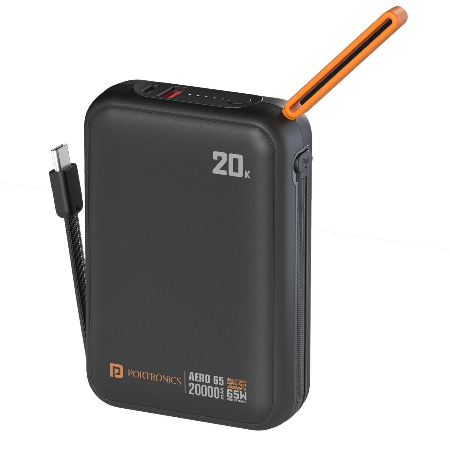 Portronics Aero 65, 20000mAh Battery, LED Display, Type C in Built Cable, For Smartphone, Laptops & Tablets