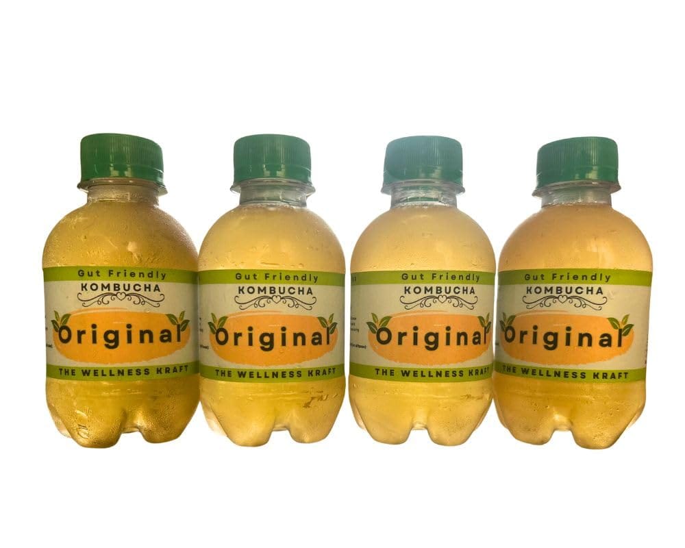 The Wellness Kraft Kombucha | Natural Gut Friendly Tea | Detox & Wellness Drink | Fermented, All Natural, Gut Healthy Drink | 200 ML (Pack of 4) (Original Blend)