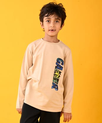 GAMER BEIGE LONG SLEEVES BOYS T-SHIRT - BEIGE-0-6 MONTHS / 2N / BEIGE