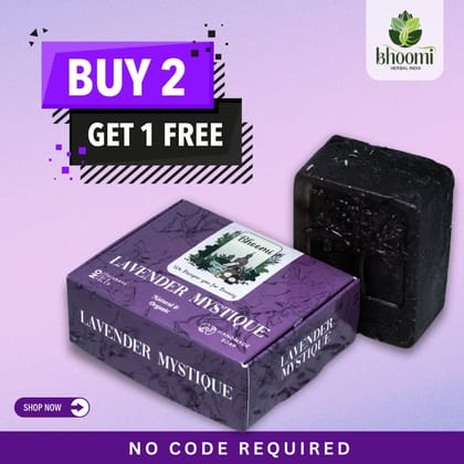 Buy 2 GET 1 FREE | Bhoomi Herbal India Lavender Mystique Soap-Pack of 2 ( Buy 2 get 1 FREE )