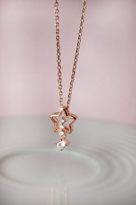 Tail Star Sparkly Rose Gold Plated Sterling Silver Pendant With Chain Necklace-Rose / 16 inches adjustable upto 18 inches