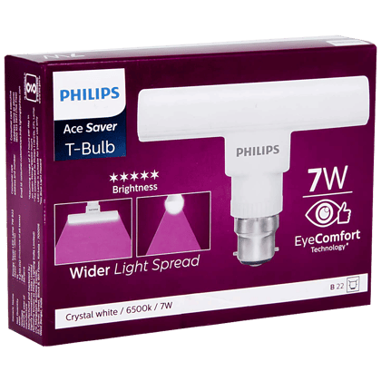 Philips T-Bulb Ace Saver LED Lamp, Crystal White, 7W