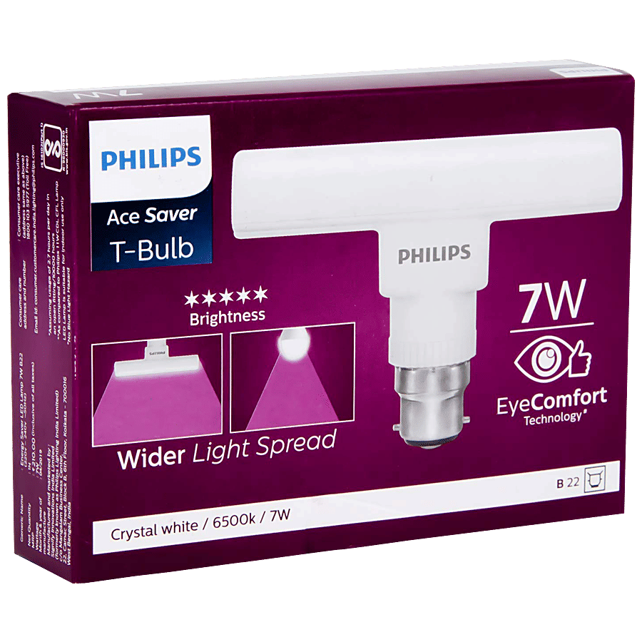 Philips T-Bulb Ace Saver LED Lamp, Crystal White, 7W