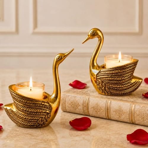 Home Decor Aluminum Swan Showpiece for Living Room Elegant Tabletop Decoration Item for Diwali, Housewarming,