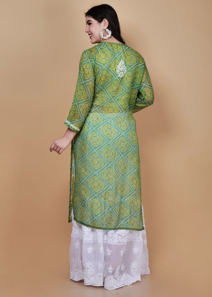 Chikankari Dreams of Kota Straight Kurta - Green